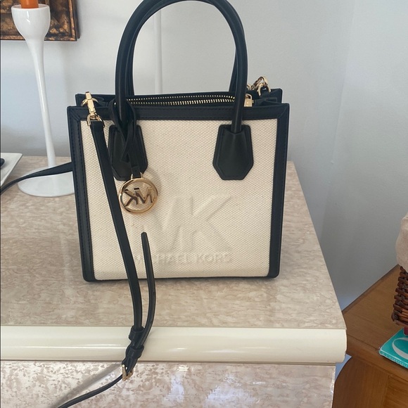 Michael Kors Handbags - Michael Kors Black and Cream Satchel